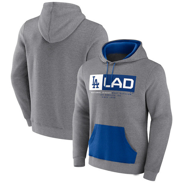 Men's Los Angeles Dodgers Heathered Gray Iconic Steppin Up Fleece Pullover Hoodie